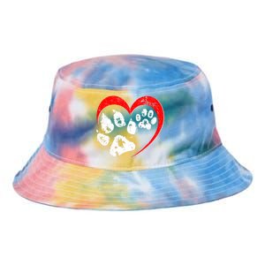 Cute Valentines Day Pet Lover Dog And Cat Paw Prints Tie Dye Newport Bucket Hat