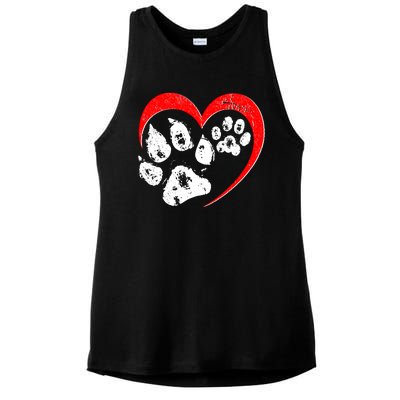 Cute Valentines Day Pet Lover Dog And Cat Paw Prints Ladies PosiCharge Tri-Blend Wicking Tank