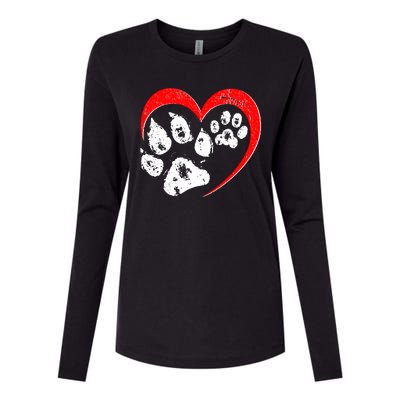 Cute Valentines Day Pet Lover Dog And Cat Paw Prints Womens Cotton Relaxed Long Sleeve T-Shirt