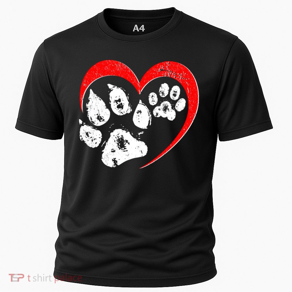 Cute Valentines Day Pet Lover Dog And Cat Paw Prints Performance Shirt