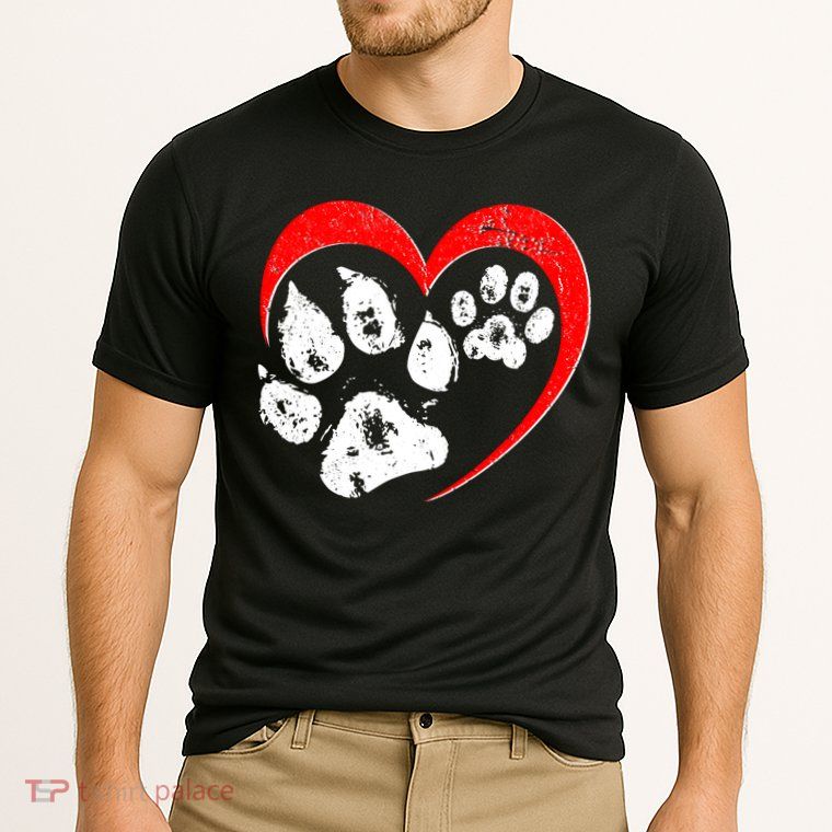 Cute Valentines Day Pet Lover Dog And Cat Paw Prints Performance Shirt