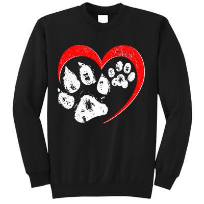 Cute Valentines Day Pet Lover Dog And Cat Paw Prints Sweatshirt