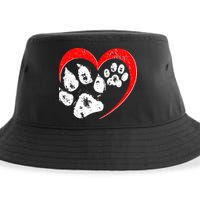 Cute Valentines Day Pet Lover Dog And Cat Paw Prints Sustainable Bucket Hat