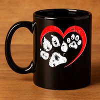 Cute Valentines Day Pet Lover Dog And Cat Paw Prints 11oz C Handle Ceramic Mug