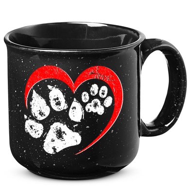 Cute Valentines Day Pet Lover Dog And Cat Paw Prints 15oz Campfire Ceramic Mug