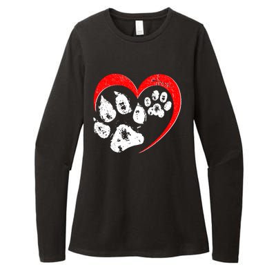 Cute Valentines Day Pet Lover Dog And Cat Paw Prints Womens CVC Long Sleeve Shirt