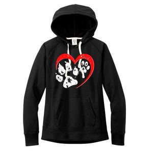 Cute Valentines Day Pet Lover Dog And Cat Paw Prints Women's Fleece Hoodie