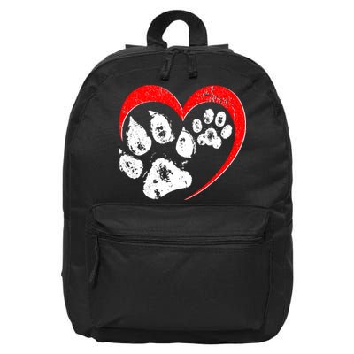 Cute Valentines Day Pet Lover Dog And Cat Paw Prints 16 in Basic Backpack