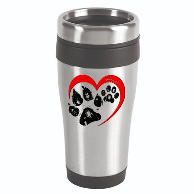 Cute Valentines Day Pet Lover Dog And Cat Paw Prints 16oz Travel Tumbler