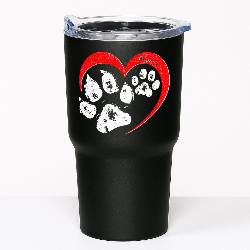 Cute Valentines Day Pet Lover Dog And Cat Paw Prints Tumbler