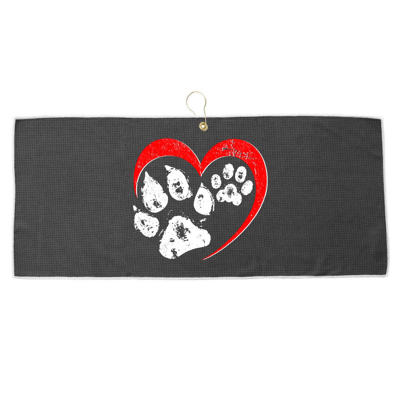 Cute Valentines Day Pet Lover Dog And Cat Paw Prints Large Microfiber Waffle Golf Towel