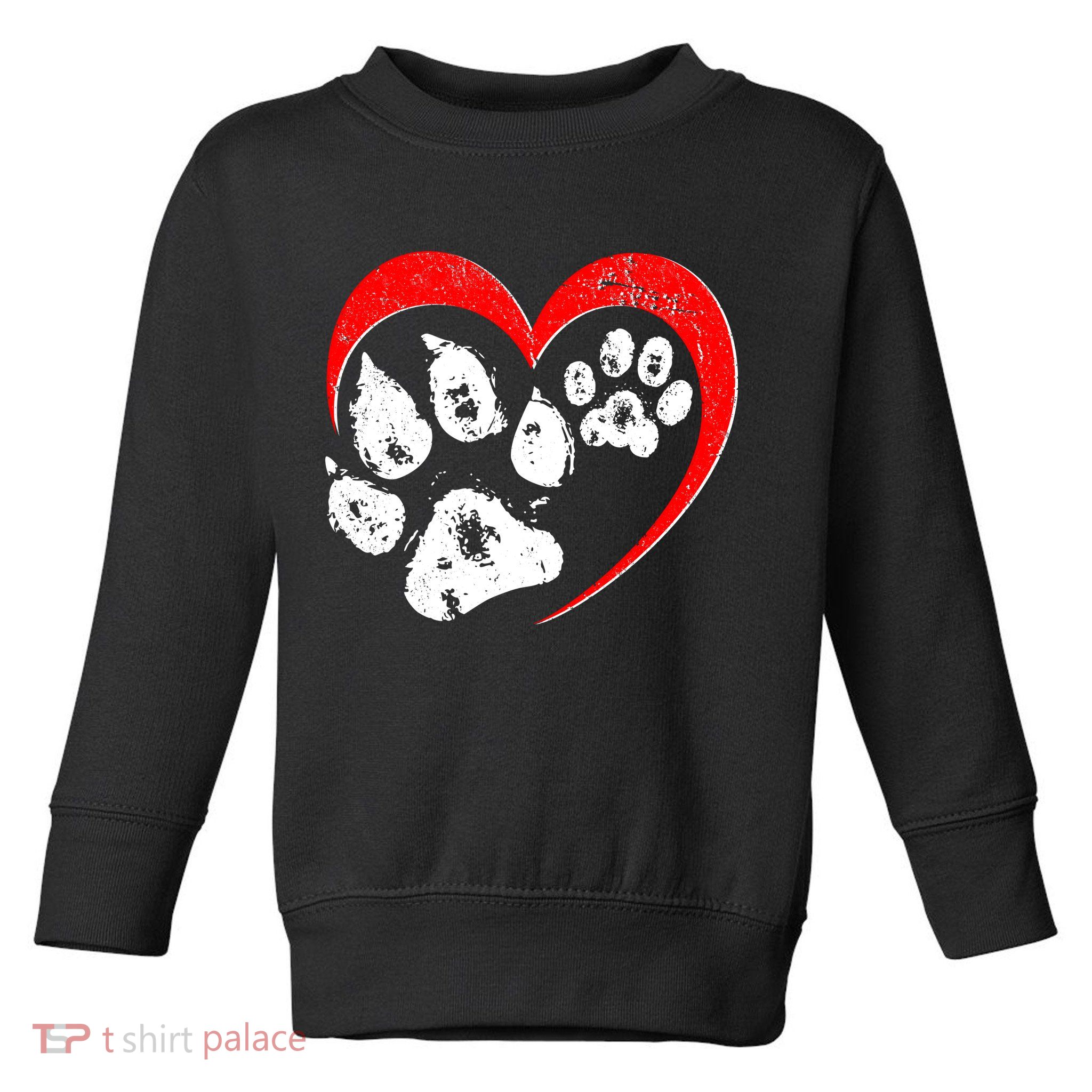 Cute Valentines Day Pet Lover Dog And Cat Paw Prints Toddler Sweatshirt