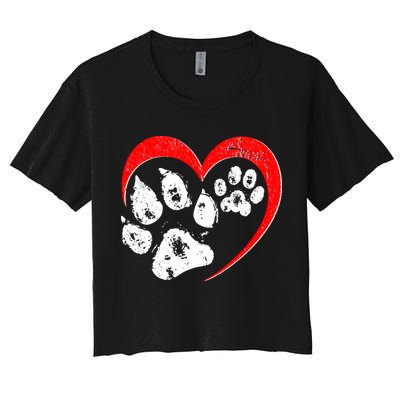 Cute Valentines Day Pet Lover Dog And Cat Paw Prints Crop Top