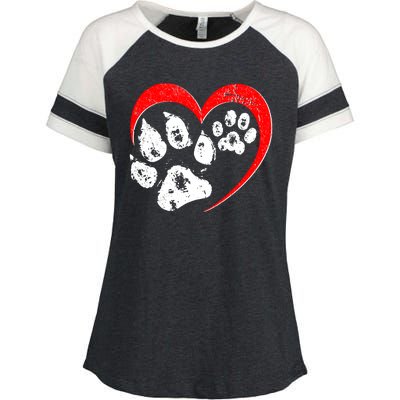 Cute Valentines Day Pet Lover Dog And Cat Paw Prints Enza Ladies Jersey Colorblock Tee