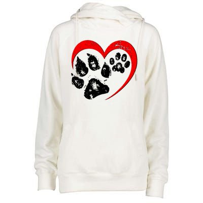 Cute Valentines Day Pet Lover Dog And Cat Paw Prints Womens Funnel Neck Pullover Hood