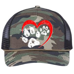 Cute Valentines Day Pet Lover Dog And Cat Paw Prints Retro Rope Trucker Hat Cap