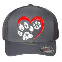 Cute Valentines Day Pet Lover Dog And Cat Paw Prints Flexfit Unipanel Trucker Cap