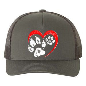 Cute Valentines Day Pet Lover Dog And Cat Paw Prints Yupoong Adult 5-Panel Trucker Hat