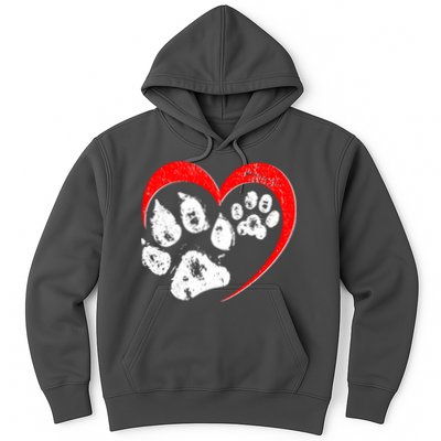 Cute Valentines Day Pet Lover Dog And Cat Paw Prints Hoodie