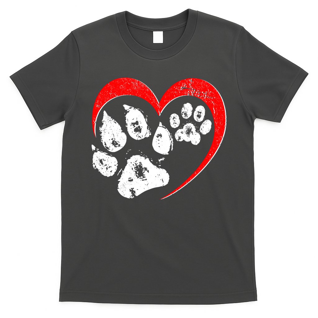 Cute Valentines Day Pet Lover Dog And Cat Paw Prints T-Shirt