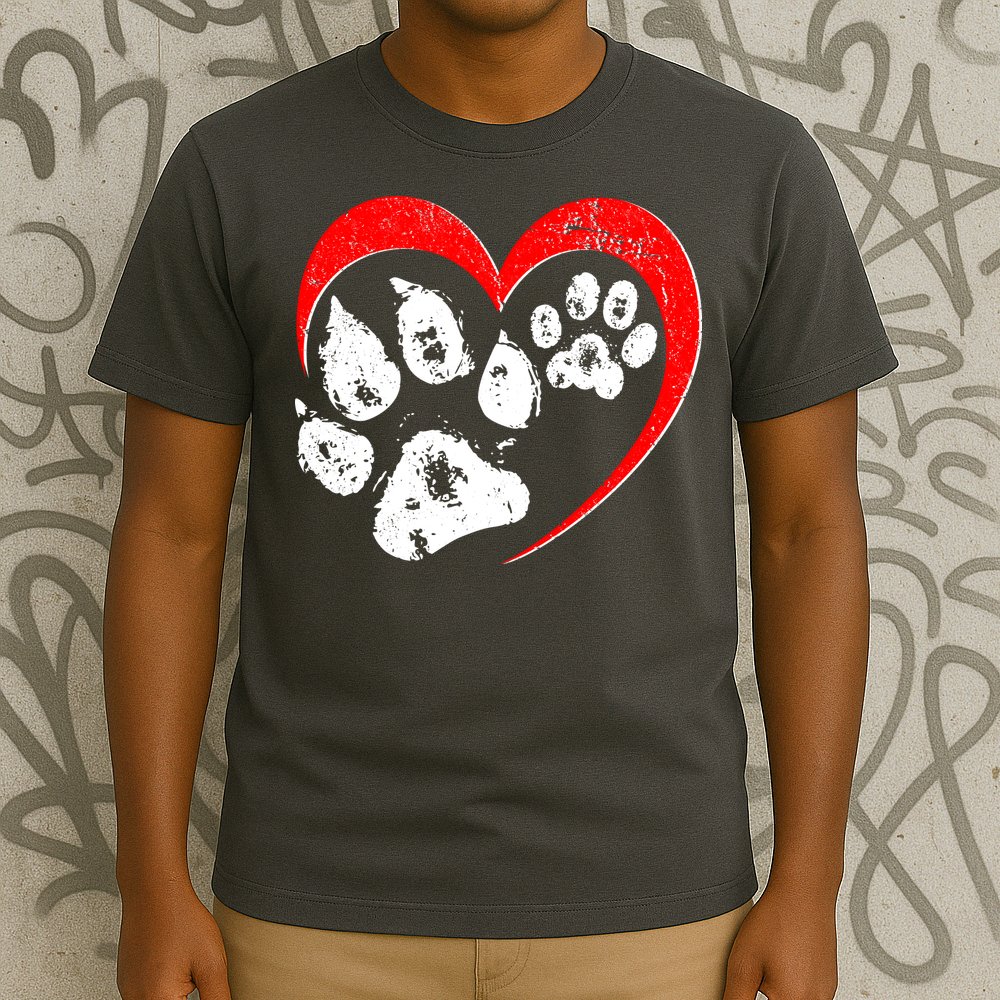 Cute Valentines Day Pet Lover Dog And Cat Paw Prints T-Shirt