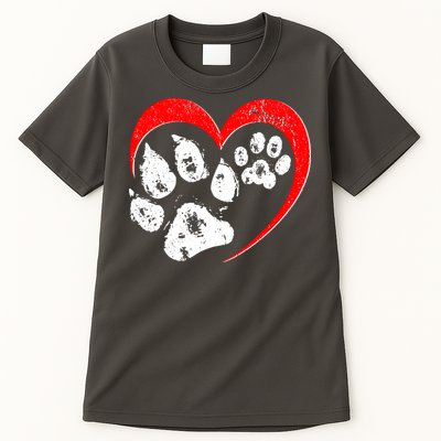 Cute Valentines Day Pet Lover Dog And Cat Paw Prints Tall T-Shirt