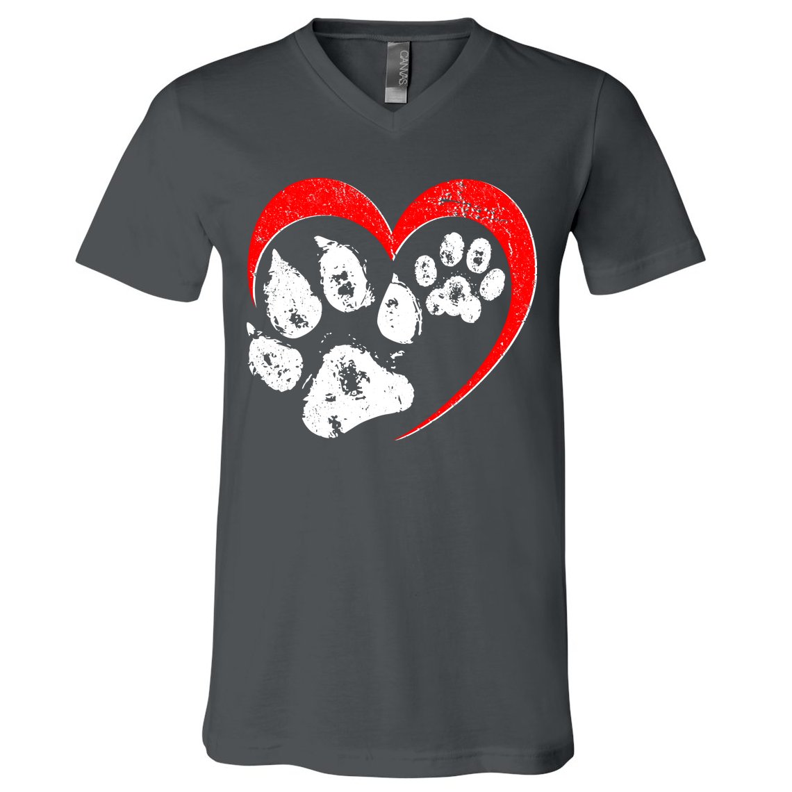 Cute Valentines Day Pet Lover Dog And Cat Paw Prints V-Neck T-Shirt