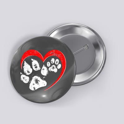 Cute Valentines Day Pet Lover Dog And Cat Paw Prints Button