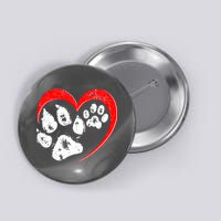 Cute Valentines Day Pet Lover Dog And Cat Paw Prints Button