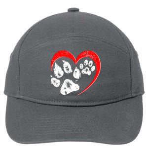 Cute Valentines Day Pet Lover Dog And Cat Paw Prints 7-Panel Snapback Hat