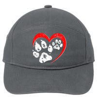 Cute Valentines Day Pet Lover Dog And Cat Paw Prints 7-Panel Snapback Hat