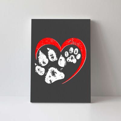 Cute Valentines Day Pet Lover Dog And Cat Paw Prints Canvas