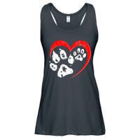 Cute Valentines Day Pet Lover Dog And Cat Paw Prints Ladies Essential Flowy Tank