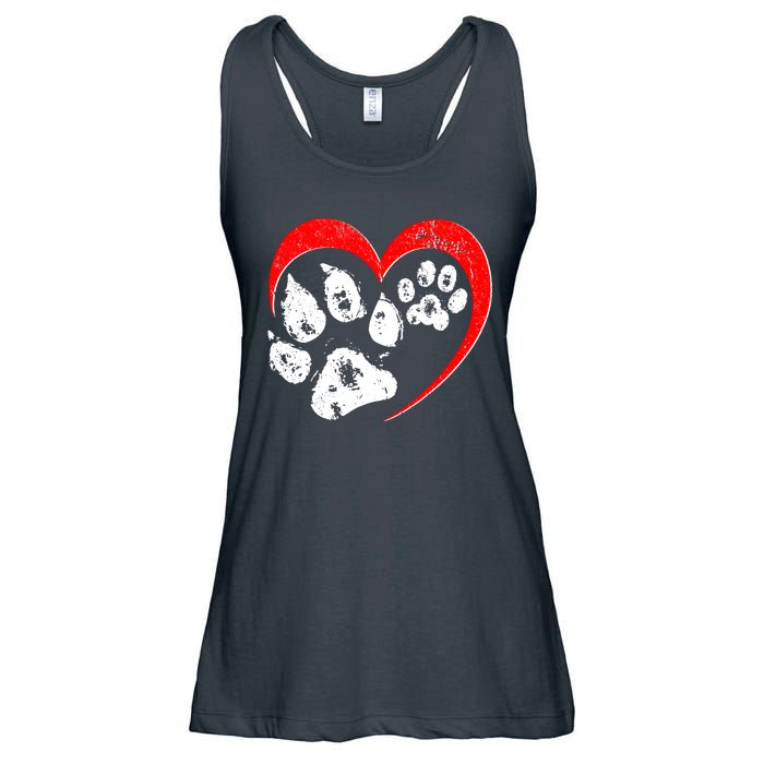 Cute Valentines Day Pet Lover Dog And Cat Paw Prints Ladies Essential Flowy Tank