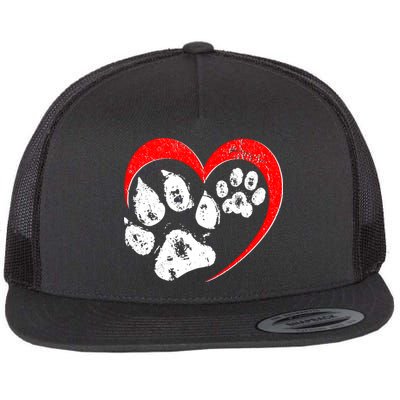 Cute Valentines Day Pet Lover Dog And Cat Paw Prints Flatbill Hat