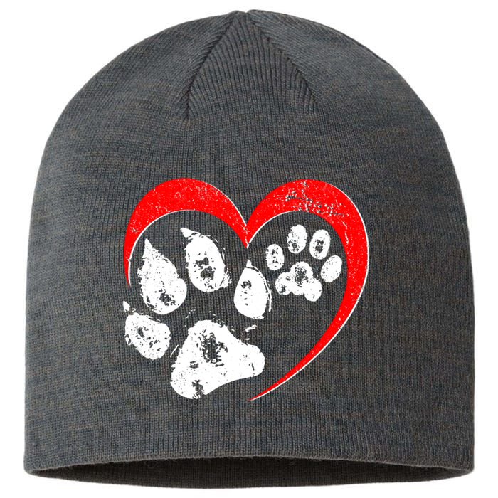 Cute Valentines Day Pet Lover Dog And Cat Paw Prints Sustainable Beanie