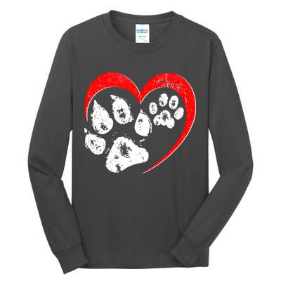Cute Valentines Day Pet Lover Dog And Cat Paw Prints Tall Long Sleeve T-Shirt