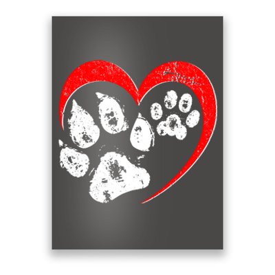 Cute Valentines Day Pet Lover Dog And Cat Paw Prints Poster