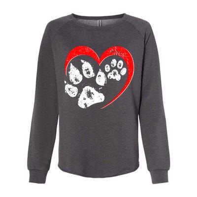 Cute Valentines Day Pet Lover Dog And Cat Paw Prints Womens California Wash Sweatshirt