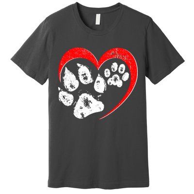 Cute Valentines Day Pet Lover Dog And Cat Paw Prints Premium T-Shirt