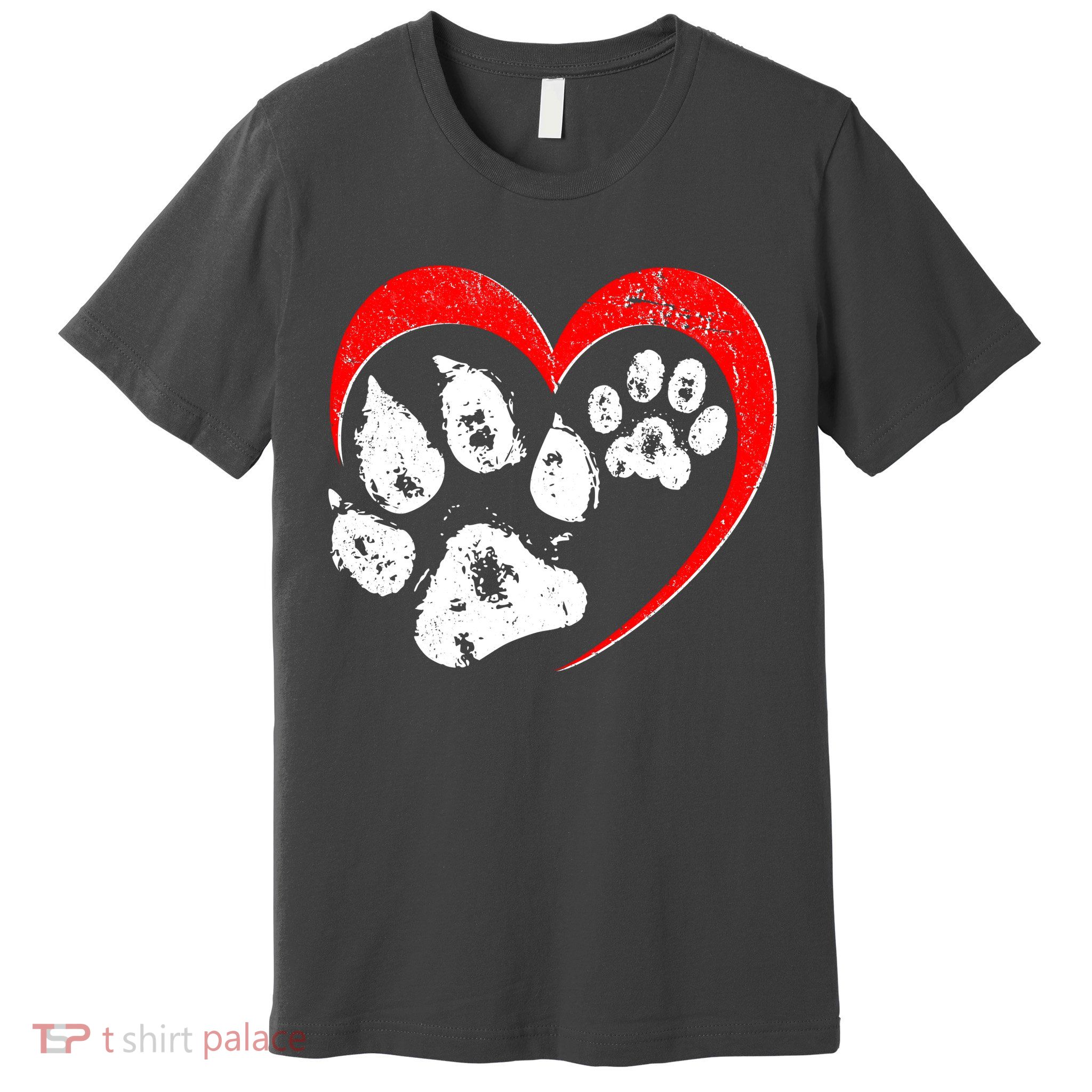 Cute Valentines Day Pet Lover Dog And Cat Paw Prints Premium T-Shirt