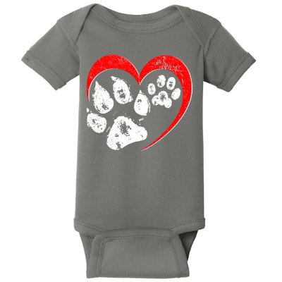 Cute Valentines Day Pet Lover Dog And Cat Paw Prints Baby Bodysuit