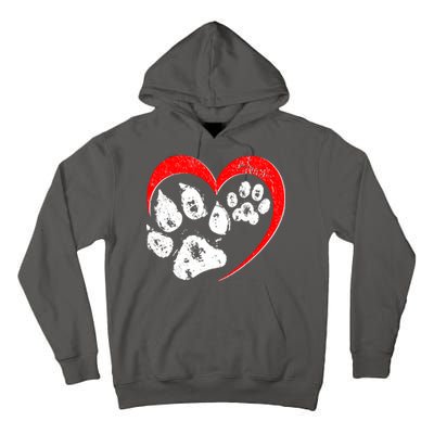 Cute Valentines Day Pet Lover Dog And Cat Paw Prints Tall Hoodie