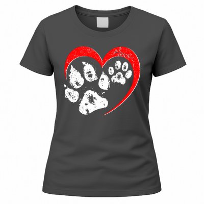 Cute Valentines Day Pet Lover Dog And Cat Paw Prints Women's T-Shirt