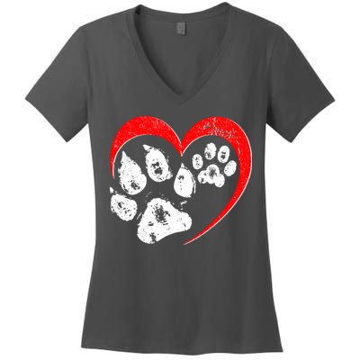 Cute Valentines Day Pet Lover Dog And Cat Paw Prints Women's V-Neck T-Shirt