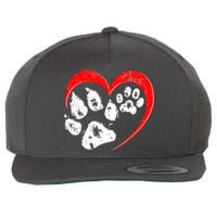 Cute Valentines Day Pet Lover Dog And Cat Paw Prints Wool Snapback Cap