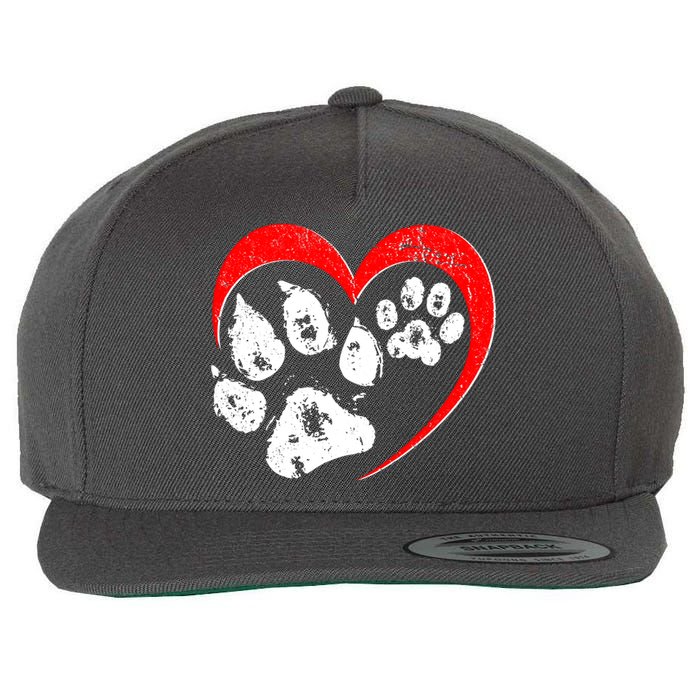 Cute Valentines Day Pet Lover Dog And Cat Paw Prints Wool Snapback Cap