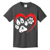 Cute Valentines Day Pet Lover Dog And Cat Paw Prints Kids T-Shirt