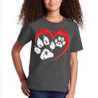 Cute Valentines Day Pet Lover Dog And Cat Paw Prints Kids T-Shirt