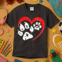 Cute Valentines Day Pet Lover Dog And Cat Paw Prints Kids T-Shirt